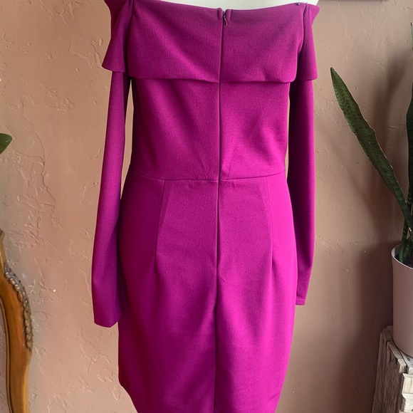 NWT Magenta Pink Off the Shoulder Long Sleeve Mini Dress - Picture 5 of 7